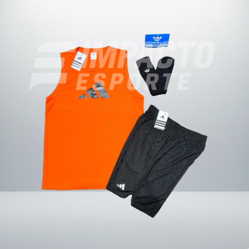 Kit Esportivo Masculino Adidas – Regata, Shorts e Meia Dry Fit Academia